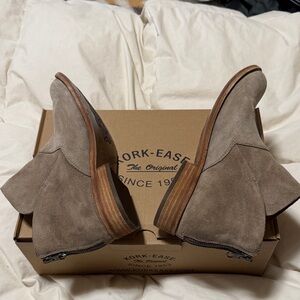 Kork-Ease Taupe Suede Ankle Booties